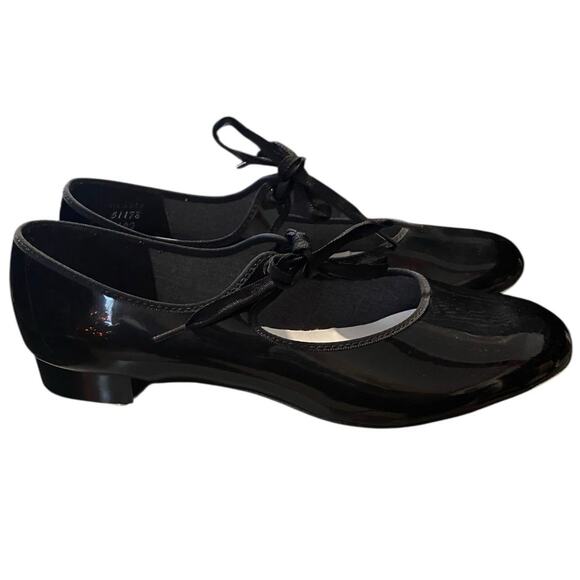 Award Citation Womens Tap Dancing Shoes Womens 10M Black Ribbon Tie Heel & Taps - Picture 2 of 9